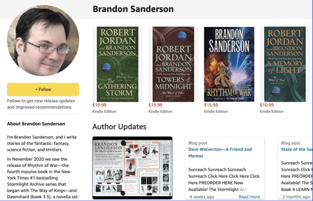 Professional Amazon Author Page Example
